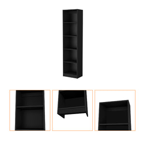 English Elm Sutton Slim Bookcase 5-Shelf Black Particleboard – Space-Saving Modern Storage, Easy Assembly B128P176162