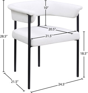 Meridian Furniture Malin Upholstered Dining Chair with Matte Black Iron Frame for Modern Rooms Cream Linen Textured Fabric 420Cream-C