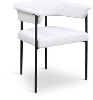 Meridian Furniture Malin Upholstered Dining Chair with Matte Black Iron Frame for Modern Rooms Cream Linen Textured Fabric 420Cream-C