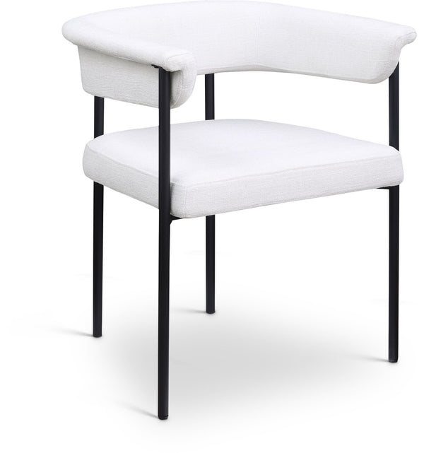 Meridian Furniture Malin Upholstered Dining Chair with Matte Black Iron Frame for Modern Rooms Cream Linen Textured Fabric 420Cream-C