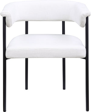 Meridian Furniture Malin Upholstered Dining Chair with Matte Black Iron Frame for Modern Rooms Cream Linen Textured Fabric 420Cream-C