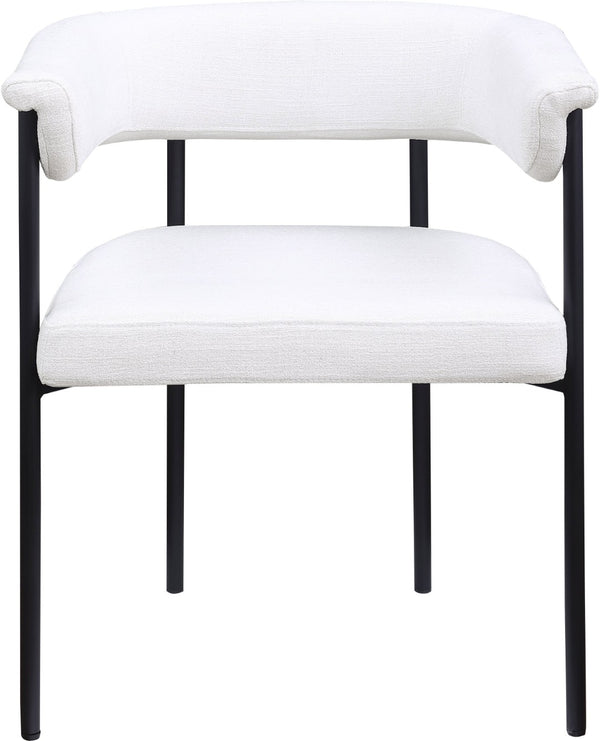 Meridian Furniture Malin Upholstered Dining Chair with Matte Black Iron Frame for Modern Rooms Cream Linen Textured Fabric 420Cream-C
