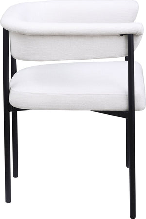 Meridian Furniture Malin Upholstered Dining Chair with Matte Black Iron Frame for Modern Rooms Cream Linen Textured Fabric 420Cream-C
