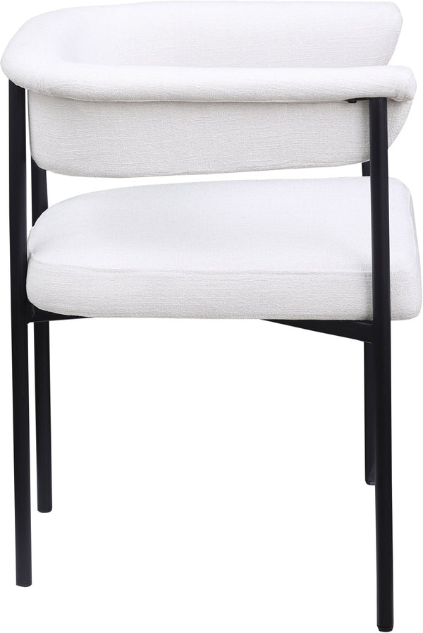 Meridian Furniture Malin Upholstered Dining Chair with Matte Black Iron Frame for Modern Rooms Cream Linen Textured Fabric 420Cream-C