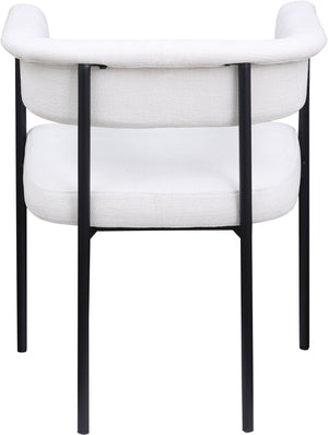 Meridian Furniture Malin Upholstered Dining Chair with Matte Black Iron Frame for Modern Rooms Cream Linen Textured Fabric 420Cream-C