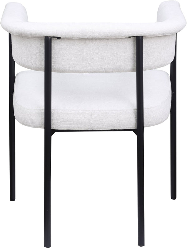 Meridian Furniture Malin Upholstered Dining Chair with Matte Black Iron Frame for Modern Rooms Cream Linen Textured Fabric 420Cream-C
