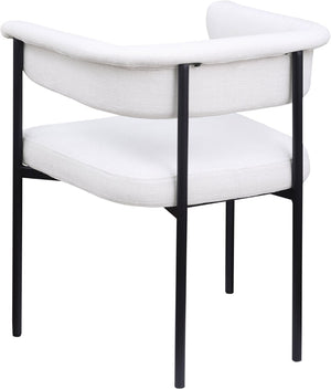 Meridian Furniture Malin Upholstered Dining Chair with Matte Black Iron Frame for Modern Rooms Cream Linen Textured Fabric 420Cream-C