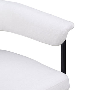 Meridian Furniture Malin Upholstered Dining Chair with Matte Black Iron Frame for Modern Rooms Cream Linen Textured Fabric 420Cream-C