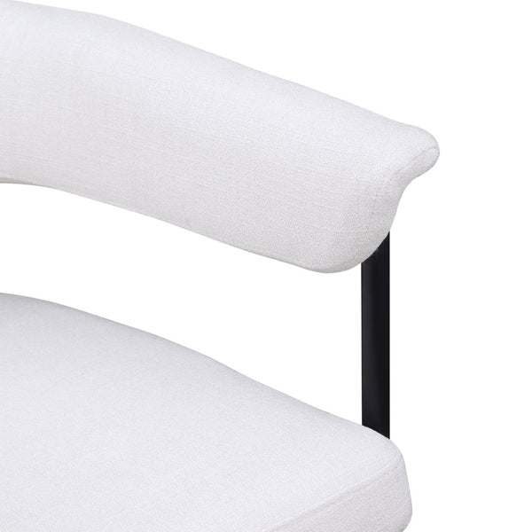 Meridian Furniture Malin Upholstered Dining Chair with Matte Black Iron Frame for Modern Rooms Cream Linen Textured Fabric 420Cream-C