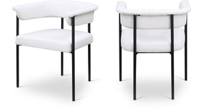 Meridian Furniture Malin Upholstered Dining Chair with Matte Black Iron Frame for Modern Rooms Cream Linen Textured Fabric 420Cream-C