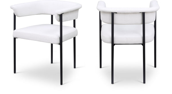 Meridian Furniture Malin Upholstered Dining Chair with Matte Black Iron Frame for Modern Rooms Cream Linen Textured Fabric 420Cream-C