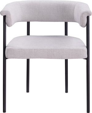 Meridian Furniture Malin Upholstered Dining Chair with Matte Black Iron Frame for Modern Rooms Grey Linen Textured Fabric 420Grey-C