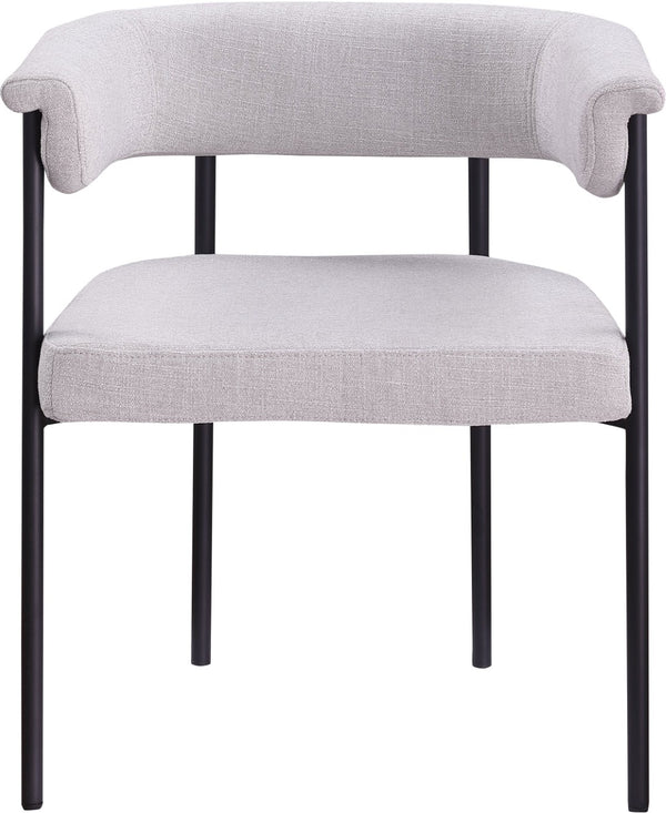 Meridian Furniture Malin Upholstered Dining Chair with Matte Black Iron Frame for Modern Rooms Grey Linen Textured Fabric 420Grey-C