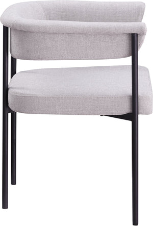 Meridian Furniture Malin Upholstered Dining Chair with Matte Black Iron Frame for Modern Rooms Grey Linen Textured Fabric 420Grey-C