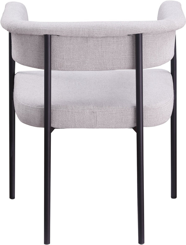 Meridian Furniture Malin Upholstered Dining Chair with Matte Black Iron Frame for Modern Rooms Grey Linen Textured Fabric 420Grey-C