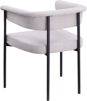 Meridian Furniture Malin Upholstered Dining Chair with Matte Black Iron Frame for Modern Rooms Grey Linen Textured Fabric 420Grey-C