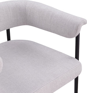 Meridian Furniture Malin Upholstered Dining Chair with Matte Black Iron Frame for Modern Rooms Grey Linen Textured Fabric 420Grey-C