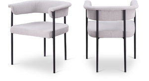 Meridian Furniture Malin Upholstered Dining Chair with Matte Black Iron Frame for Modern Rooms Grey Linen Textured Fabric 420Grey-C