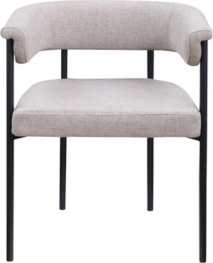 Meridian Furniture Malin Upholstered Dining Chair with Matte Black Iron Frame for Modern Rooms Taupe Linen Textured Fabric 420Taupe-C