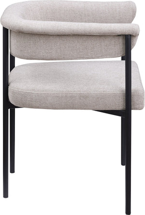 Meridian Furniture Malin Upholstered Dining Chair with Matte Black Iron Frame for Modern Rooms Taupe Linen Textured Fabric 420Taupe-C