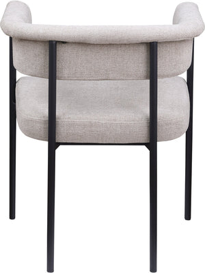 Meridian Furniture Malin Upholstered Dining Chair with Matte Black Iron Frame for Modern Rooms Taupe Linen Textured Fabric 420Taupe-C