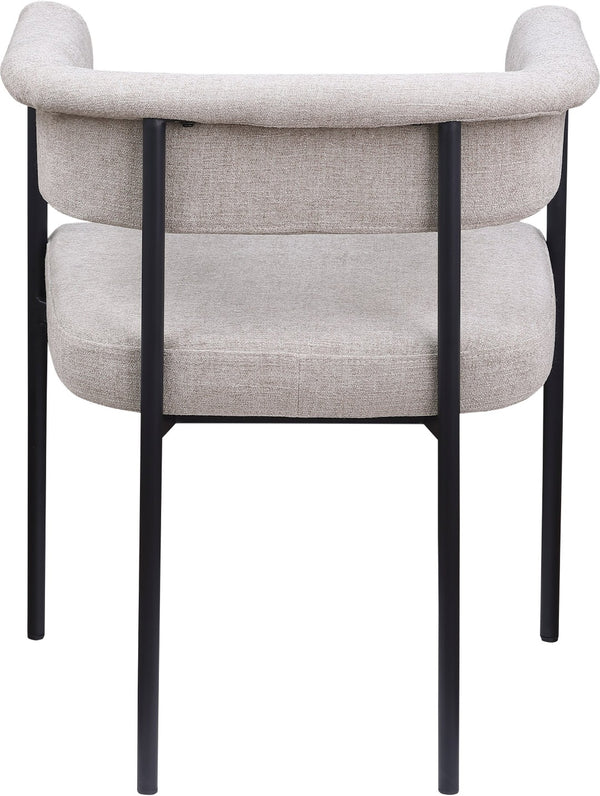 Meridian Furniture Malin Upholstered Dining Chair with Matte Black Iron Frame for Modern Rooms Taupe Linen Textured Fabric 420Taupe-C