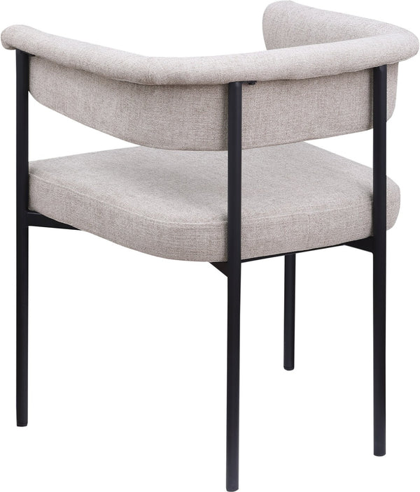 Meridian Furniture Malin Upholstered Dining Chair with Matte Black Iron Frame for Modern Rooms Taupe Linen Textured Fabric 420Taupe-C
