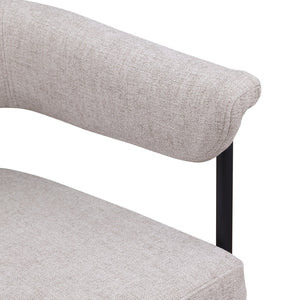 Meridian Furniture Malin Upholstered Dining Chair with Matte Black Iron Frame for Modern Rooms Taupe Linen Textured Fabric 420Taupe-C
