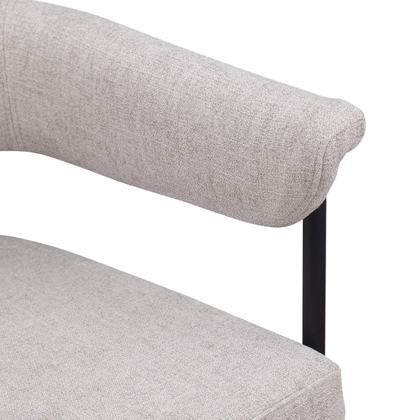 Meridian Furniture Malin Upholstered Dining Chair with Matte Black Iron Frame for Modern Rooms Taupe Linen Textured Fabric 420Taupe-C