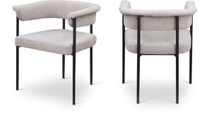 Meridian Furniture Malin Upholstered Dining Chair with Matte Black Iron Frame for Modern Rooms Taupe Linen Textured Fabric 420Taupe-C