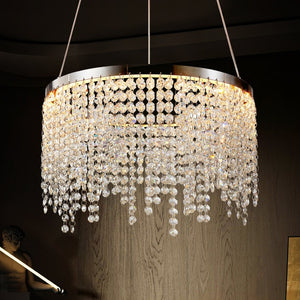 English Elm 16-inch K9 Crystal Led Chandelier Polished Chrome Selectable Warm Daylight Glow W2312P415978