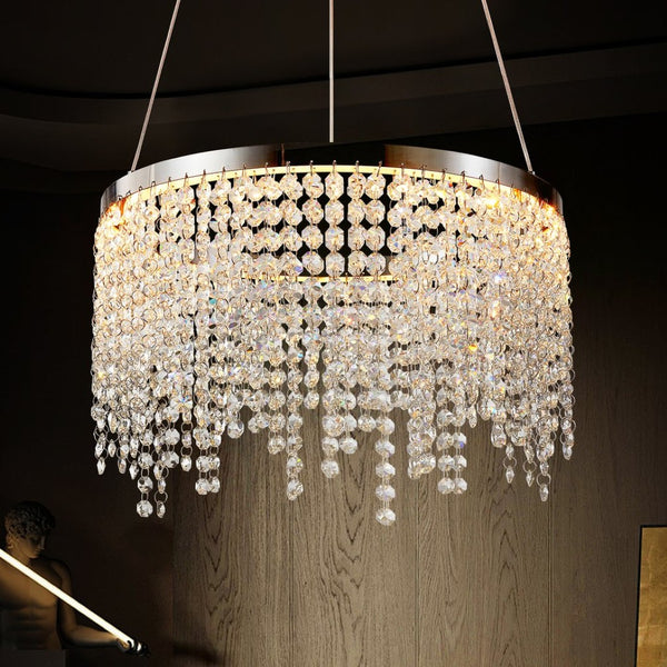 English Elm 16-inch K9 Crystal Led Chandelier Polished Chrome Selectable Warm Daylight Glow W2312P415978