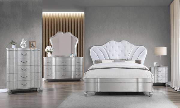 English Elm Landmark Traditional 5-Piece King Bedroom Set With Plush Upholstered Bed & Usb Charging Nightstand B009S01365