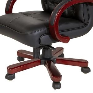 OSP Home Furnishings Leather Executive High Back Chair with Top Grain Upholstery Lumbar Support and Tilt Control TWN300L-3