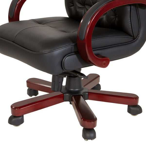 OSP Home Furnishings Leather Executive High Back Chair with Top Grain Upholstery Lumbar Support and Tilt Control TWN300L-3