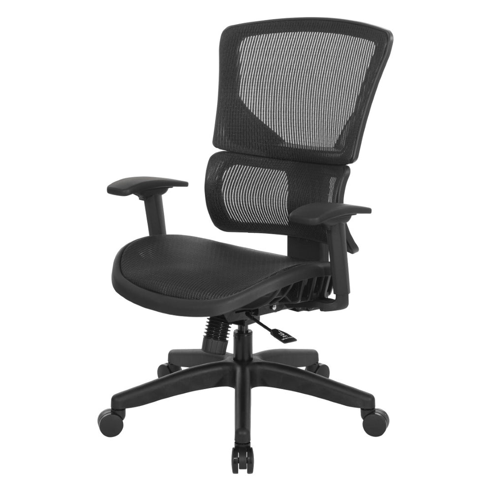 OSP Home Furnishings Vertical Matrix Ergonomic Manager Chair with Lumbar Support for Executive Workspace Comfort 639-T11N48P