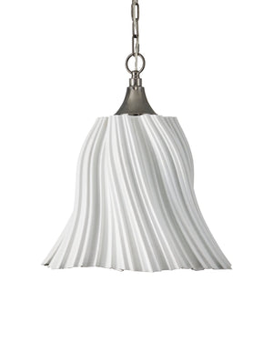 Currey & Company Twirl White Pendant: Elegant 3d-printed Porcelain, Dimmable, Adjustable Length, Modern Design Lighting White Porcelain ,Metal 9000-1282-currey-company
