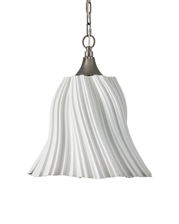 Currey & Company Twirl White Pendant: Elegant 3d-printed Porcelain, Dimmable, Adjustable Length, Modern Design Lighting White Porcelain ,Metal 9000-1282-currey-company