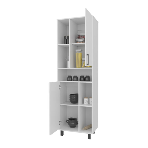 English Elm FM Buckeye Kitchen Pantry Cabinet with Open Shelves and Closed Storage, Space-Saving Modern Design White 43.71 L x 20.48 W x 9.45 H B128P301403