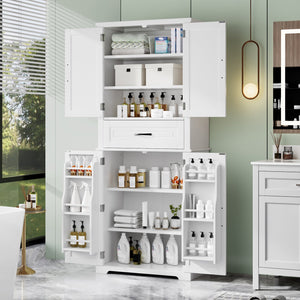 English Elm Christopher Knight Home® - Bathroom Storage Cabinet with Doors Drawer and Adjustable Shelves — MDF Build, Anti-Tip Safety, Modern Appeal White N759P241667K