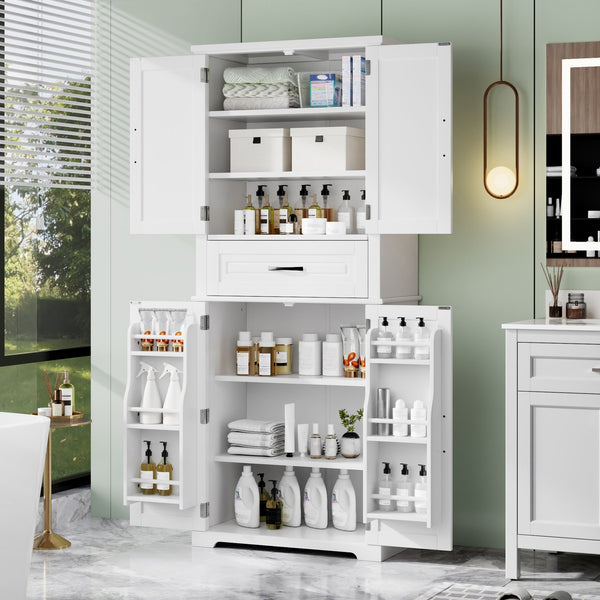 English Elm Christopher Knight Home® - Bathroom Storage Cabinet with Doors Drawer and Adjustable Shelves — MDF Build, Anti-Tip Safety, Modern Appeal White N759P241667K