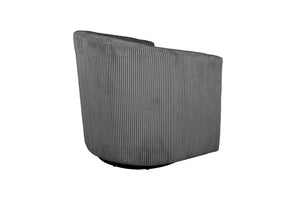 English Elm Dark Dark Gray Corduroy Swivel Accent Chair U-Backrest Plush Cushion 360° Metal Base Compact Cozy Lounge B011P370420