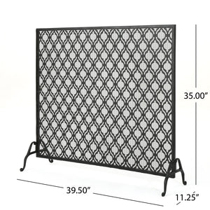 English Elm Christopher Knight Home® - FIRE Iron Single Panel Elmer Fireplace Screen — Durable Decorative Hearth Shield Protects Home Interiors Black 61130.00BLK