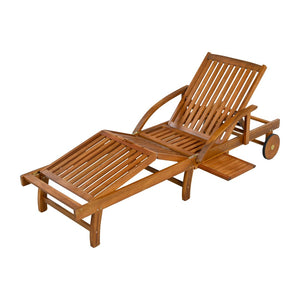 English Elm U_style Acacia Wood Outdoor Chaise Lounge Set with Cushions Adjustable Reclining Backrest Gray WY000482AAE