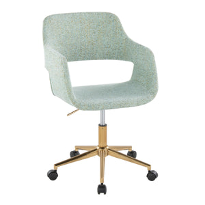 English Elm Margarite Contemporary Task Chair - Chic Light Green Fabric & Gold Metal Base For Home Office Style B202P223905