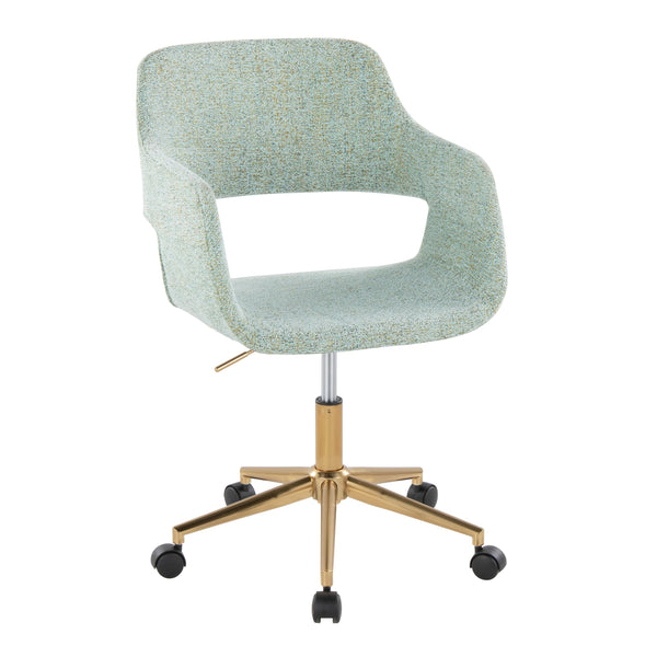 English Elm Margarite Contemporary Task Chair - Chic Light Green Fabric & Gold Metal Base For Home Office Style B202P223905