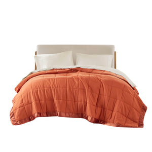 English Elm 1 Lightweight Down Alternative King Blanket with Satin Trim, Moisture-Resistant Microfiber, Quilted Comfort Orange 14.96 L x 7.87 W x 7.87 H B035P319519