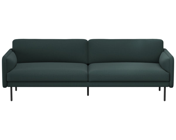 Sunpan Luella Sofa - Classic Mid-Century Design with Generously Cushioned Seating and Black Metal Legs Mina Pine