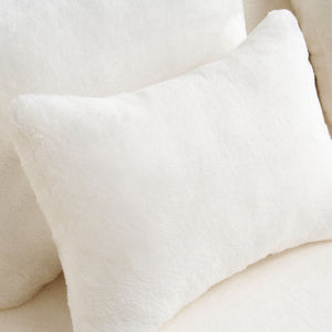 English Elm Queen Plush Floor Sofa Futon with 4 Pillows — Modern Foam Folding Couch Mattress for Living Room Guest Bedroom White W3612P336073