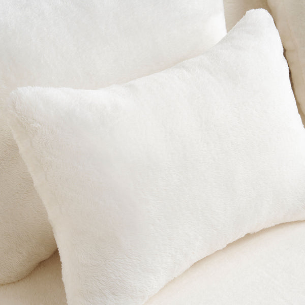 English Elm Queen Plush Floor Sofa Futon with 4 Pillows — Modern Foam Folding Couch Mattress for Living Room Guest Bedroom White W3612P336073